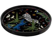 Plateau Rond Noir JUNGLE (40 cm) /  ORTIGIA Sicilia