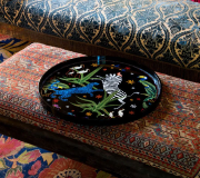 Plateau Rond Noir JUNGLE (40 cm) /  ORTIGIA Sicilia