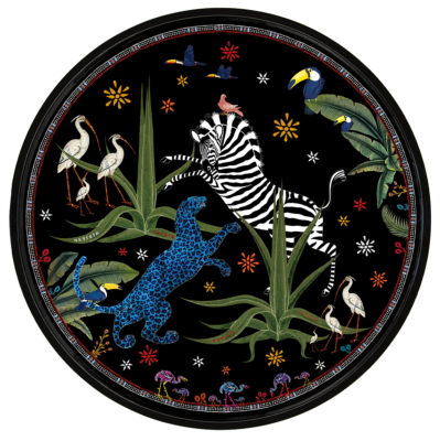 Plateau Rond Noir JUNGLE (40 cm) /  ORTIGIA Sicilia