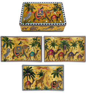  Boîte Métal Flying Tiger + 3 plats dorées /  ORTIGIA Sicilia